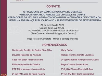 Convite medalha de Segurança