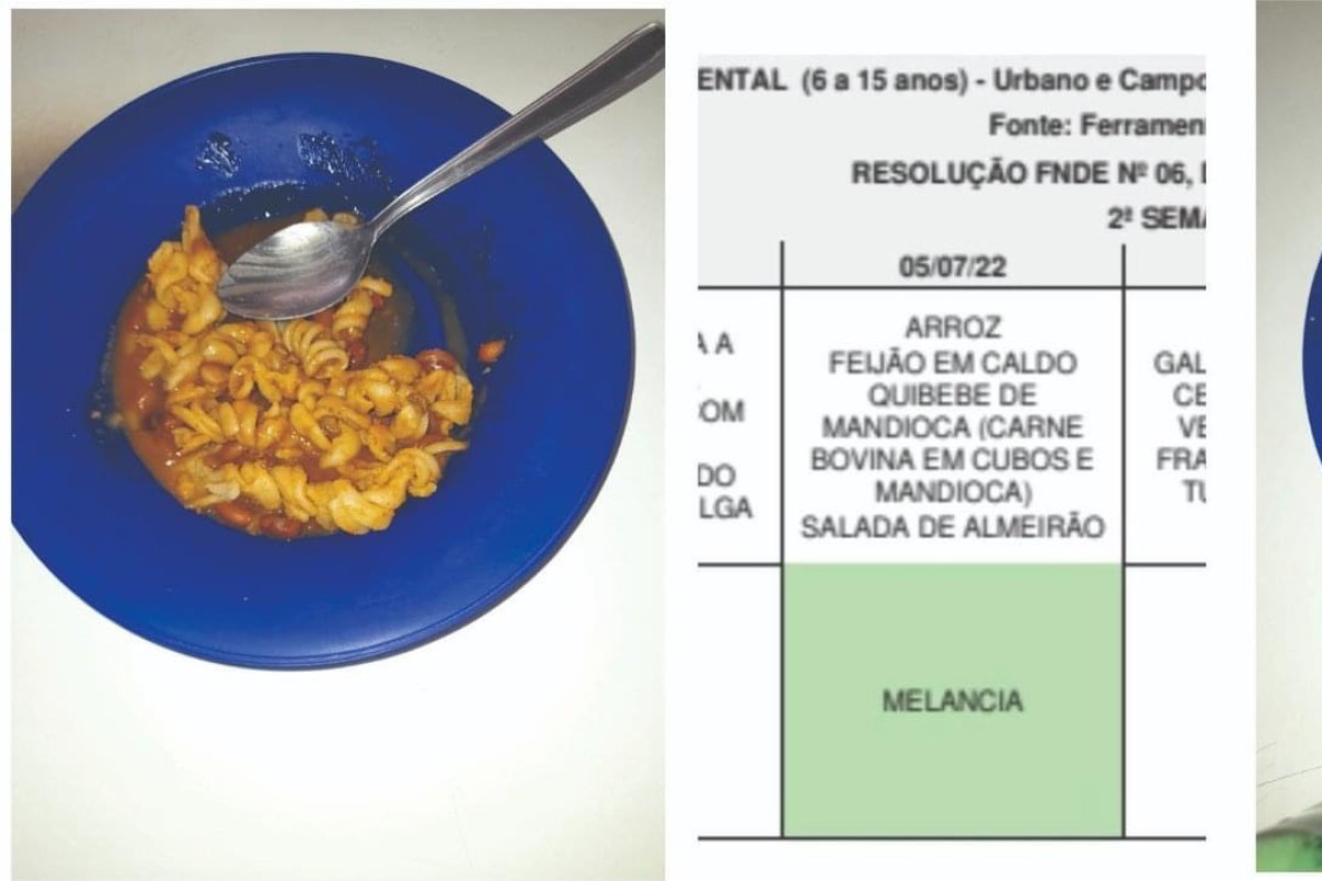 Cardápio escolas - Divulgação
