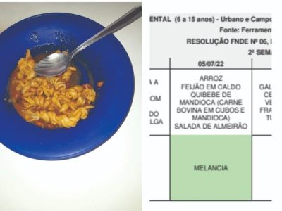 Cardápio escolas - Divulgação