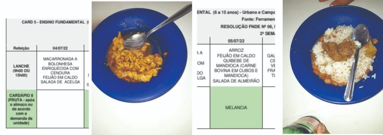 Cardápio escolas - Divulgação